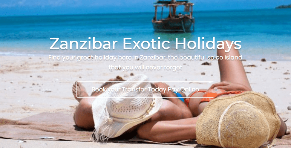 A woman is laying on the beach with the words zanzibar exotic holidays.